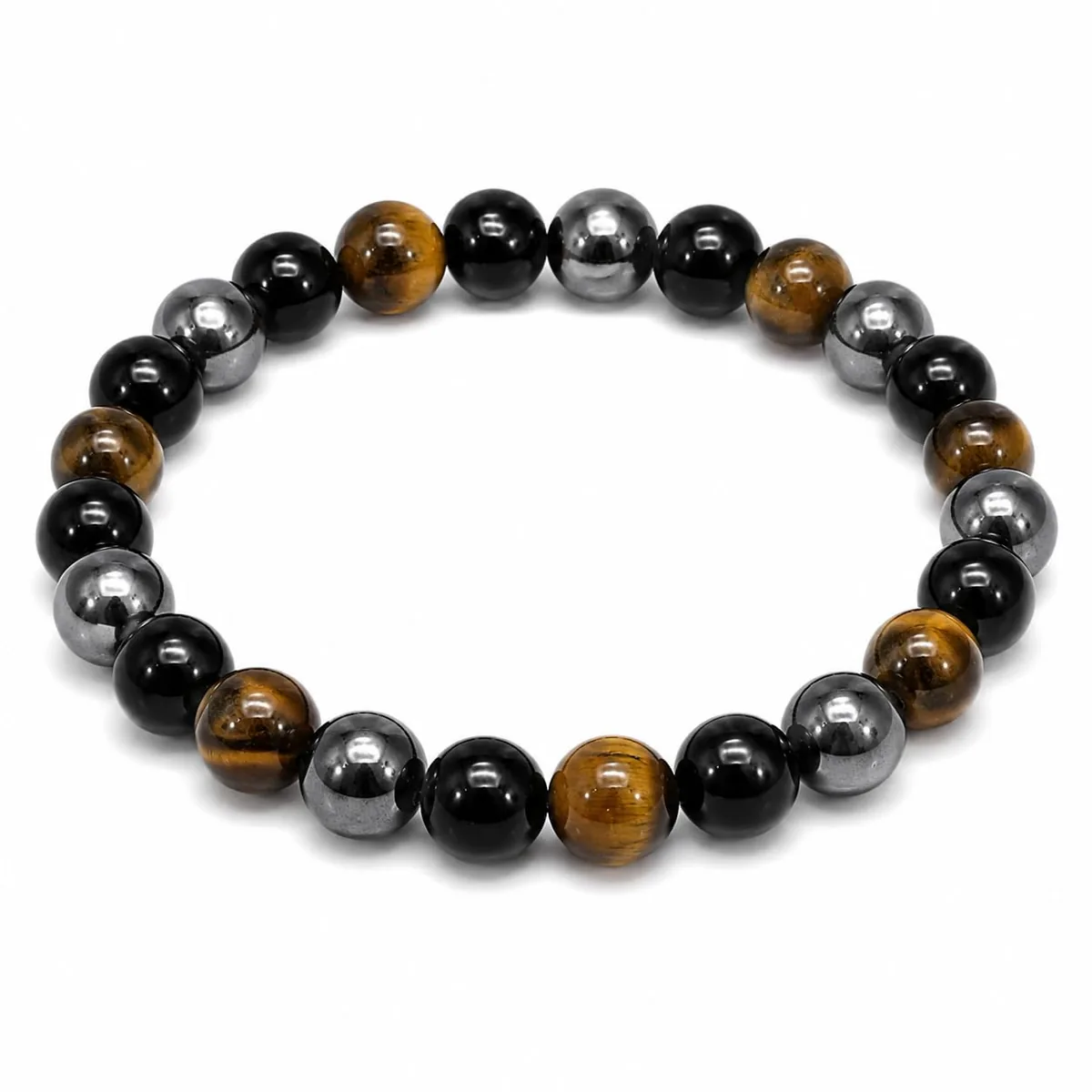 Triple Protection Bracelet — Tiger Eye, Black Obsidian & Hematite